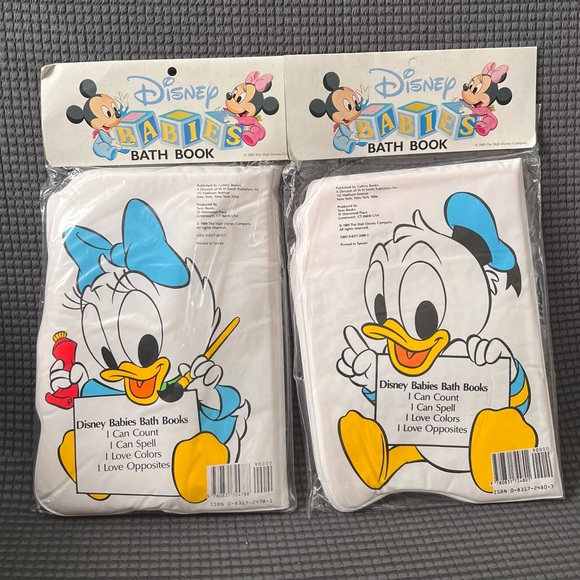 Vintage 1989 Disney Babies Puff Plush Bath Books: Set Of 2 NEW!! - Picture 2 of 2